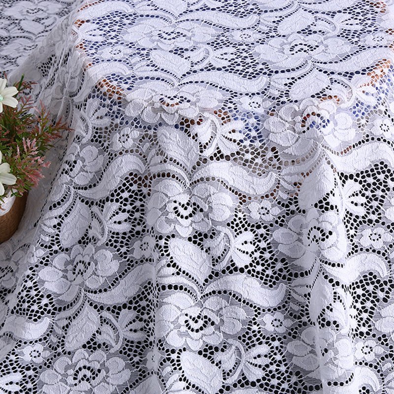 Lace Fabric White Black Warp Knit for Women's Wear Wholesale Supplier 4